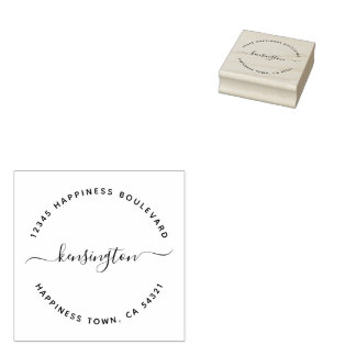 Chic Script Family Name Return Address Rubber Stamp
