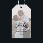 Chic Script Faux Vellum Effect Photo Save The Date Gift Tags<br><div class="desc">Modern and elegant design printed Chic Script Faux Vellum Effect Photo Save The Date Gift Tags that can be customised with your text. Please click the "Customise it" button and use our design tool to modify this template. Check out the Graphic Art Design store for other products that match this...</div>