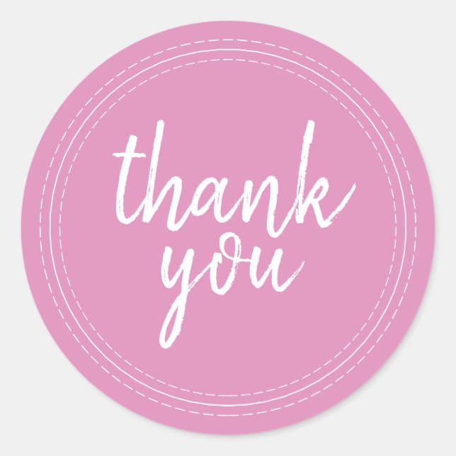 Chic Script Fuchsia Pink Thank You Gift Classic Round Sticker (Front)