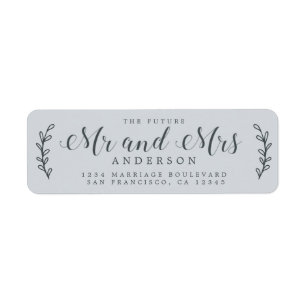 Chic Script Future Mr Mrs Blue Return Address
