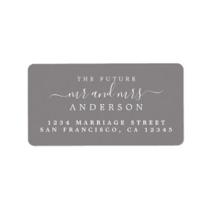 Chic Script Future Mr Mrs Dark Gray Return Address Label