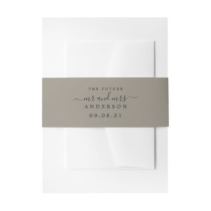 Chic Script Future Mr Mrs Grey Wedding Invitation Belly Band