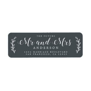 Chic Script Future Mr Mrs Off-Black Return Address
