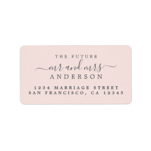 Chic Script Future Mr Mrs Pink Wedding Address Label
