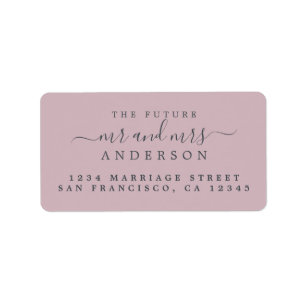 Chic Script Future Mr Mrs Purple Wedding Address Label