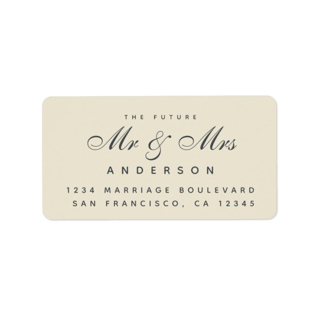 Chic Script Future Mr Mrs Wedding Address Label (Front)