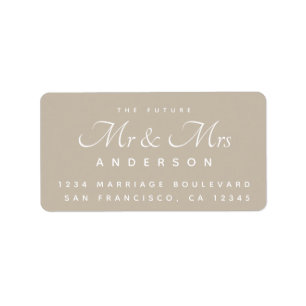 Chic Script Future Mr Mrs Wedding Address  Label