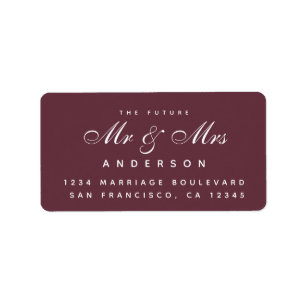 Chic Script Future Mr Mrs Wedding Address Label