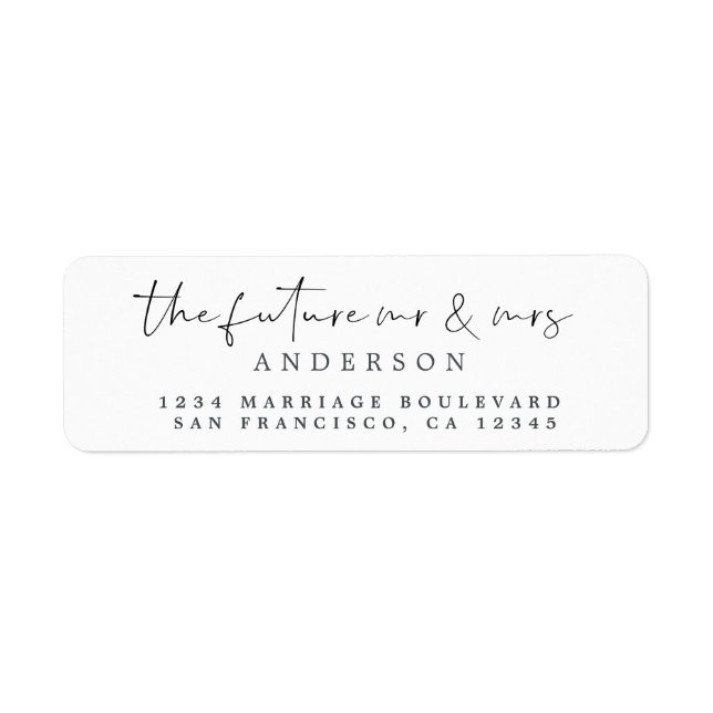 Chic Script Future Mr Mrs Wedding Return Address (Front)