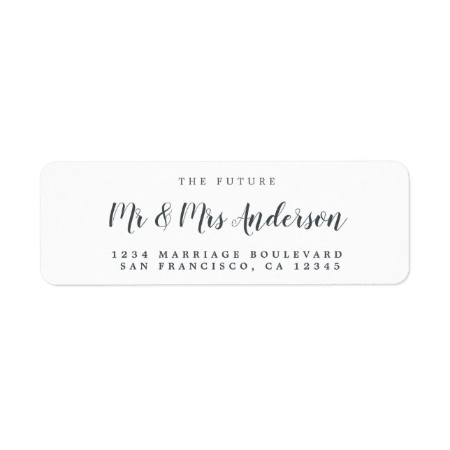 Chic Script Future Mr Mrs Wedding Return Address (Front)