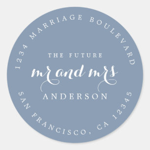 Chic Script Future Mr Mrs Wedding Return Address Classic Round Sticker