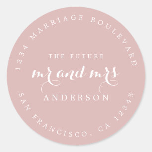Chic Script Future Mr Mrs Wedding Return Address   Classic Round Sticker