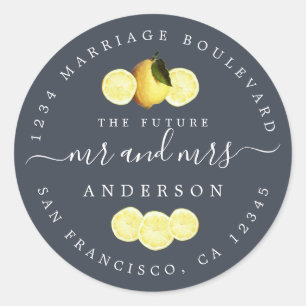 Chic Script Future Mr Mrs Wedding Return Address Classic Round Sticker
