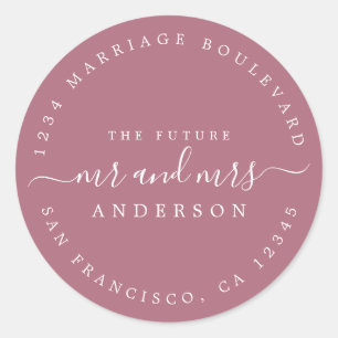 Chic Script Future Mr Mrs Wedding Return Address Classic Round Sticker