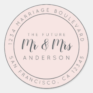 Chic Script Future Mr Mrs Wedding Return Address Classic Round Sticker