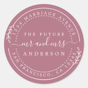 Chic Script Future Mr Mrs Wedding Return Address Classic Round Sticker
