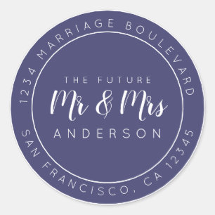 Chic Script Future Mr Mrs Wedding Return Address Classic Round Sticker