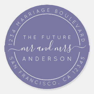 Chic Script Future Mr Mrs Wedding Return Address Classic Round Sticker