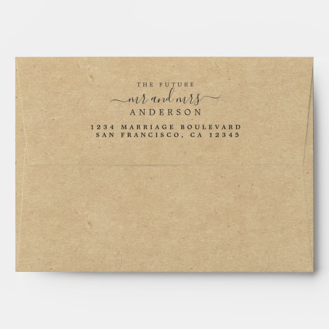 Chic Script Future Mr Mrs Wedding Return Address Envelope (Back (Top Flap))