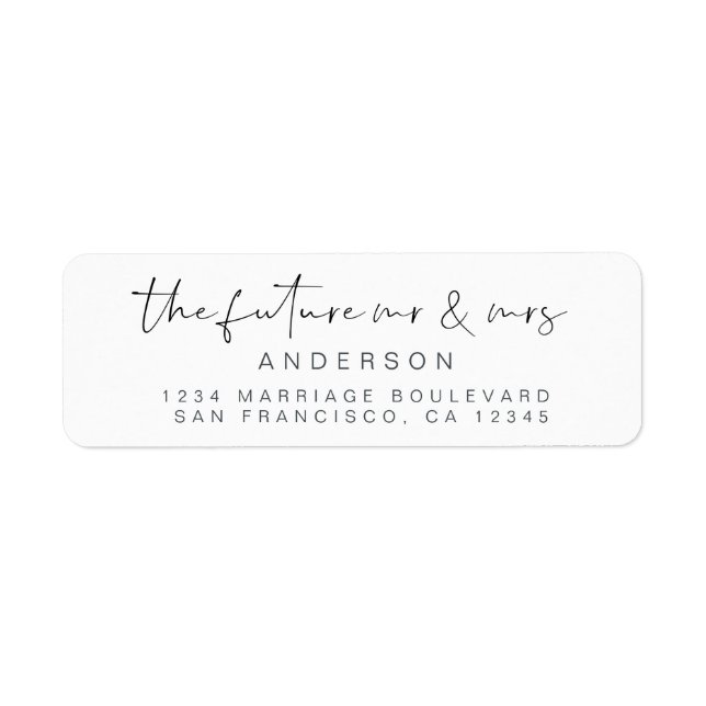 Chic Script Future Mr Mrs Wedding Return Address L (Front)