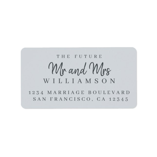 Chic Script Future Mr Mrs Wedding Return Address Label (Front)