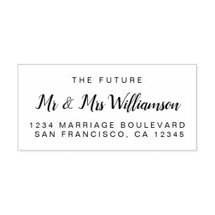Chic Script Future Mr Mrs Wedding Return Address R Rubber Stamp