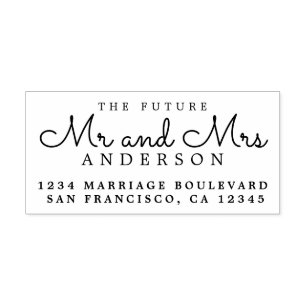 Chic Script Future Mr Mrs Wedding Return Address Rubber Stamp