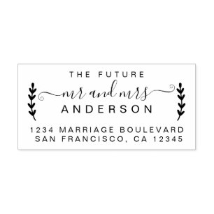 Chic Script Future Mr Mrs Wedding Return Address Self-inking Stamp