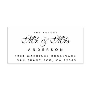 Chic Script Future Mr Mrs Wedding Return Address Self-inking Stamp
