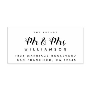 Chic Script Future Mr Mrs Wedding Return Address Self-inking Stamp