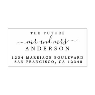 Chic Script Future Mr Mrs Wedding Return Address Self-inking Stamp