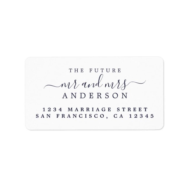 Chic Script Future Mr Mrs White Wedding Address Label (Front)