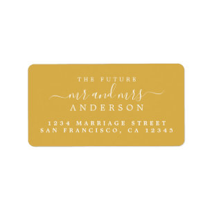 Chic Script Future Mr Mrs Yellow Return Address Label