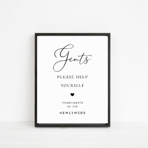 Chic Script Gents Bathroom Basket Wedding Sign