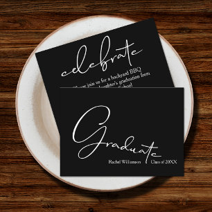 Chic Script Graduate Black Small Party Enclosure Card