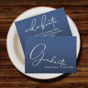 Chic Script Graduate Blue Party Enclosure Card