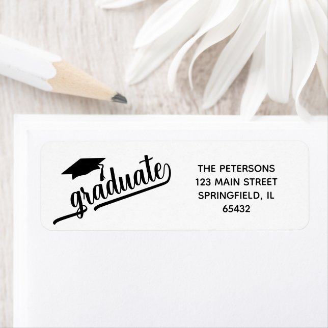 Chic Script Graduation and Cap Black and White (Insitu)