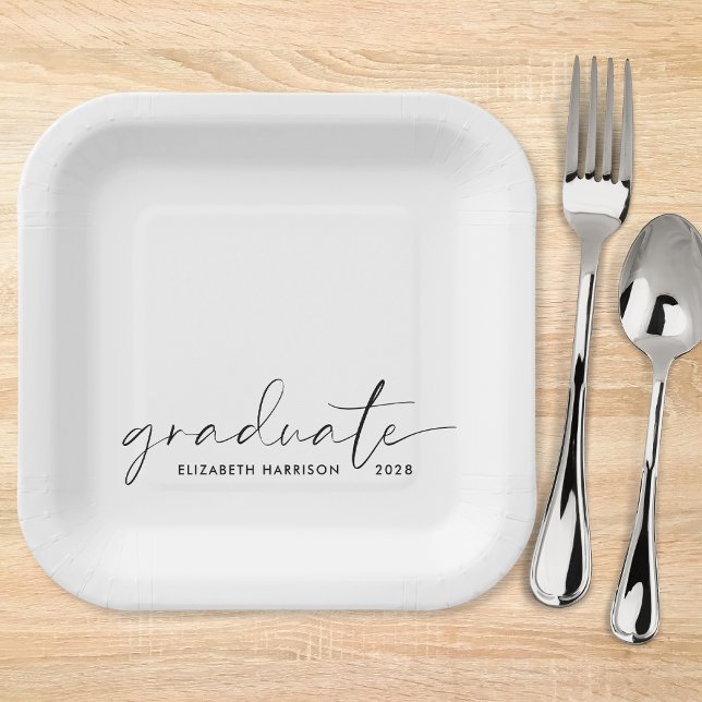 Chic Script Graduation Party Paper Plate (Creator Uploaded)