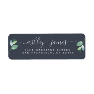 Chic Script Green Foliage Wedding Return Address