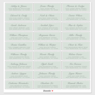 Chic Script Green Wedding Guest Address Labels