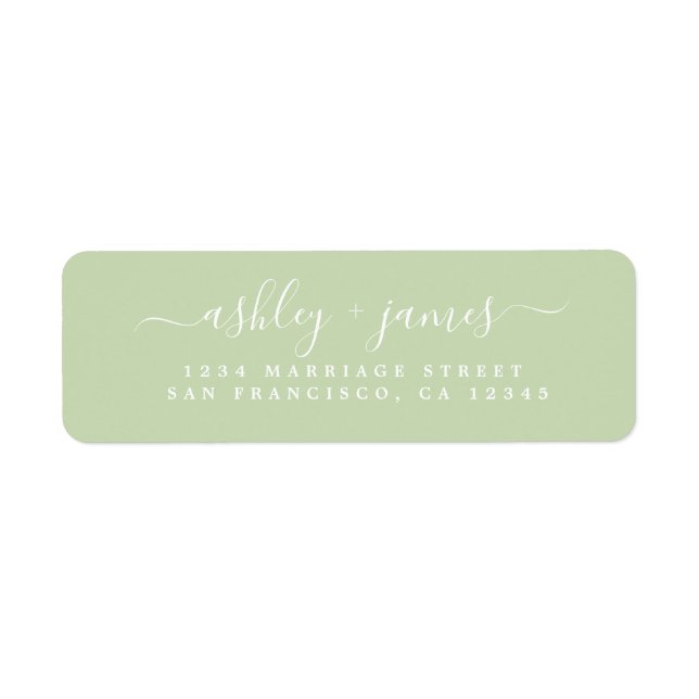 Chic Script Green Wedding Return Address (Front)