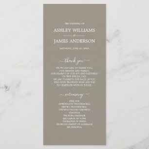 Chic Script Grey Simple Minimal Wedding Programme