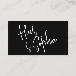 Chic Script Hair Stylist Black Business Card