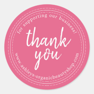 Chic Script Hot Pink Business Thank You Label