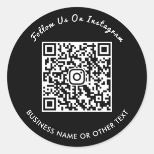 Chic Script Instagram QR Code Follow Us Social Classic Round Sticker
