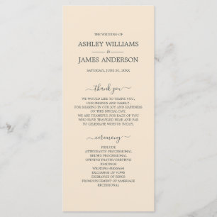 Chic Script Ivory Simple Minimal Wedding Programme