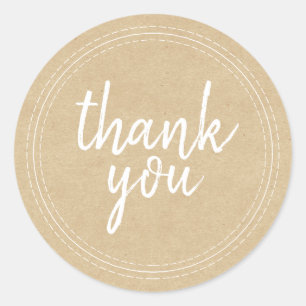Chic Script Kraft Paper Thank You Gift Label