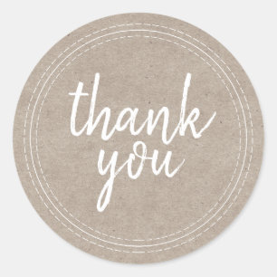 Chic Script Kraft Paper Thank You Gift Label