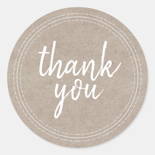 Chic Script Kraft Paper Thank You Gift Label (Front)