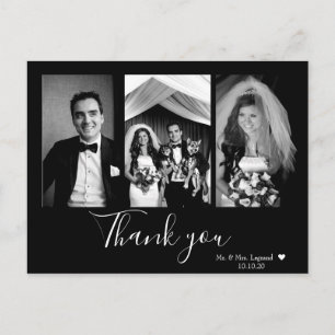 Chic Script Lettered Wedding Thank You Postcard